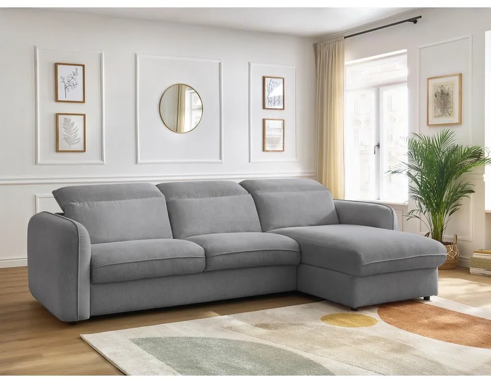 Светлосив разтегателен ъглов диван (променлив) Achille – Bobochic Paris