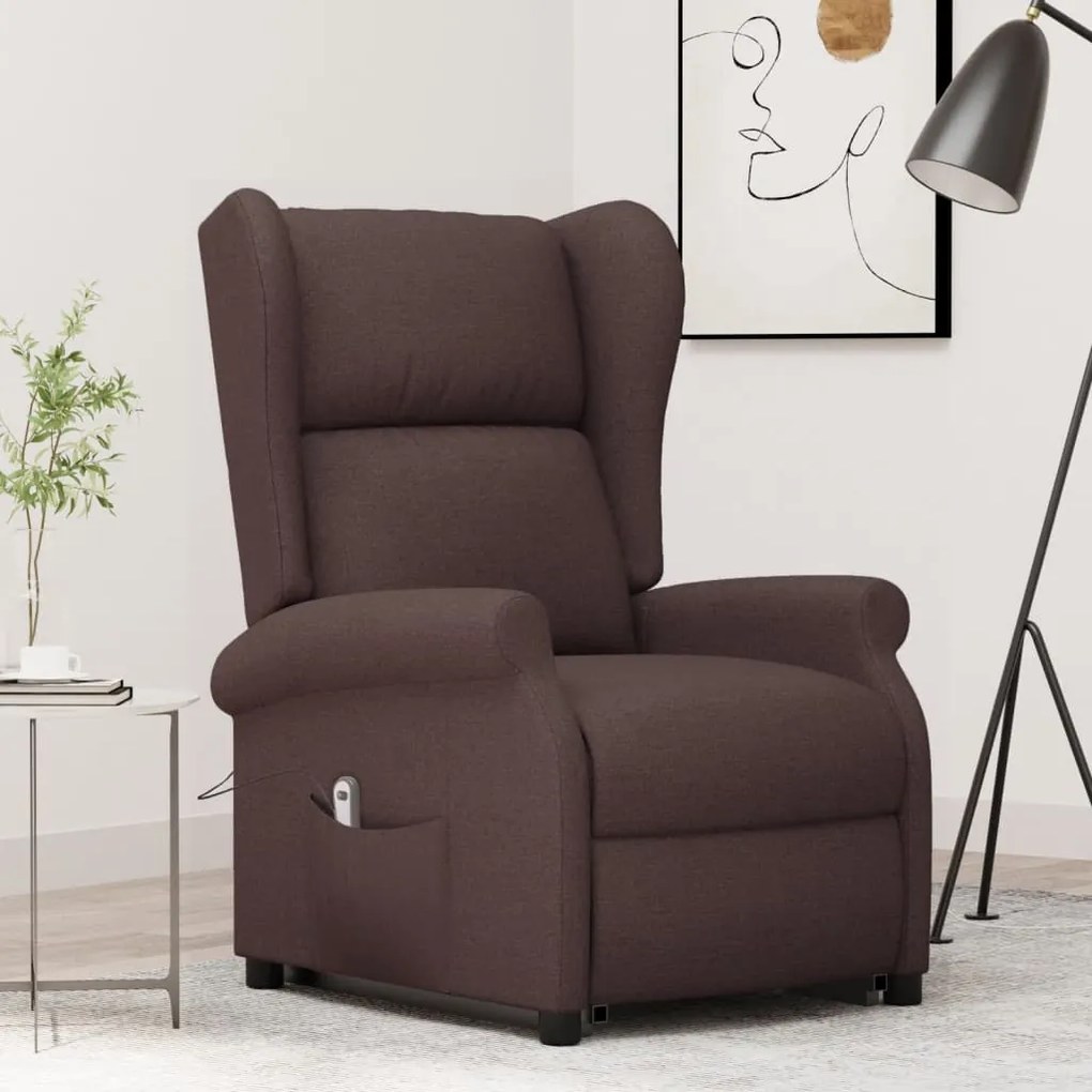 289735 vidaXL Изправящ стол, тъмнокафяв, текстил