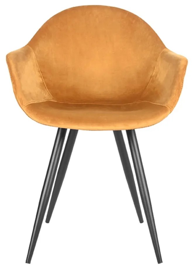Кадифени трапезни столове в цвят горчица в комплект от 2 броя Forli - LABEL51