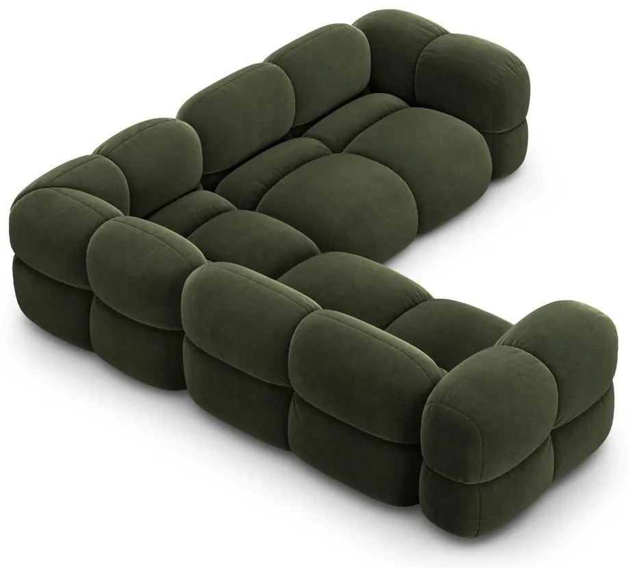 Зелен кадифен ъглов диван Loretto – Cosmopolitan Design