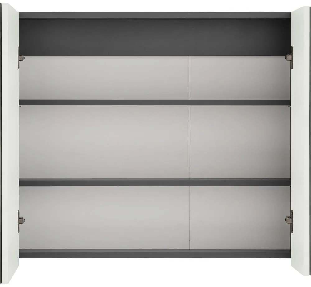 Сив стенен шкаф за баня с огледало , 80 x 70 cm Wisla - Støraa