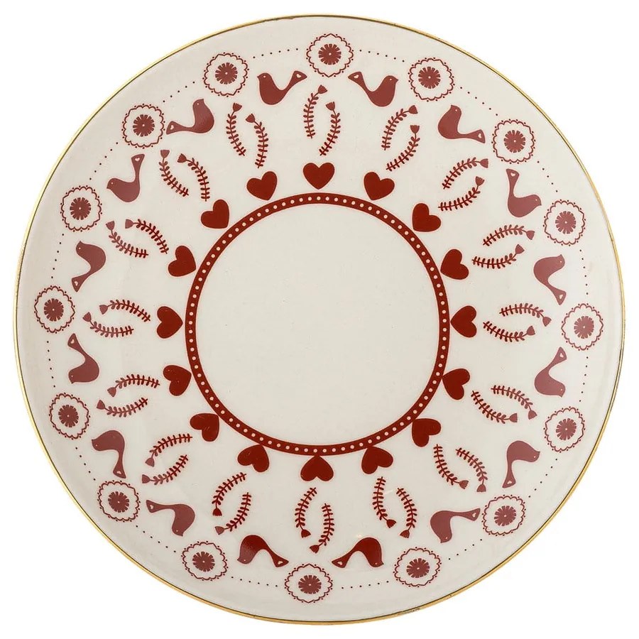 Кремава десертна глинена чиния с коледен мотив ø 16 cm Jolly – Bloomingville