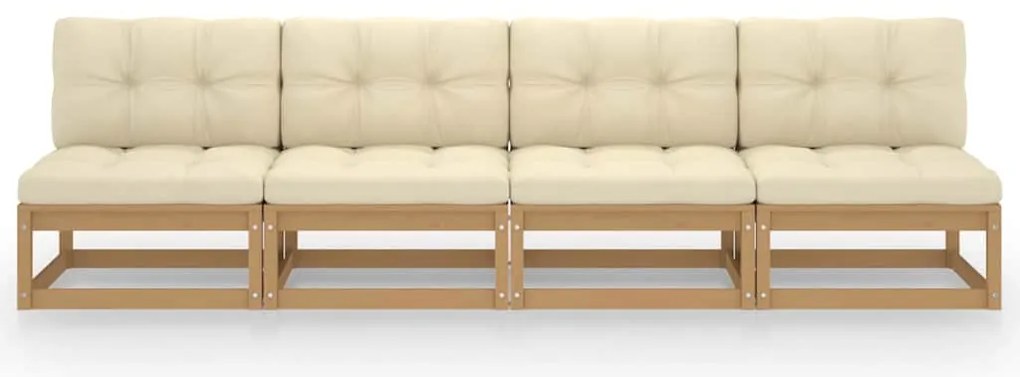 3076392 vidaXL 4-местен градински диван с възглавници, борово дърво масив