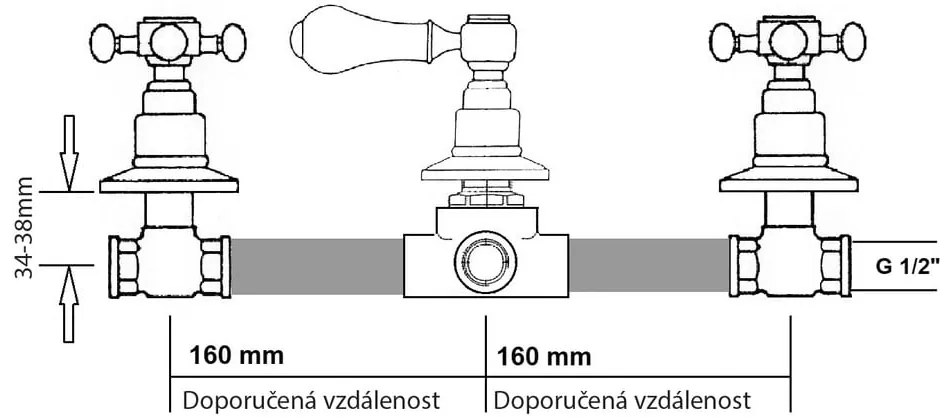 Матово-сребрист вградена душ батерия (2 изхода) Antea – Sapho