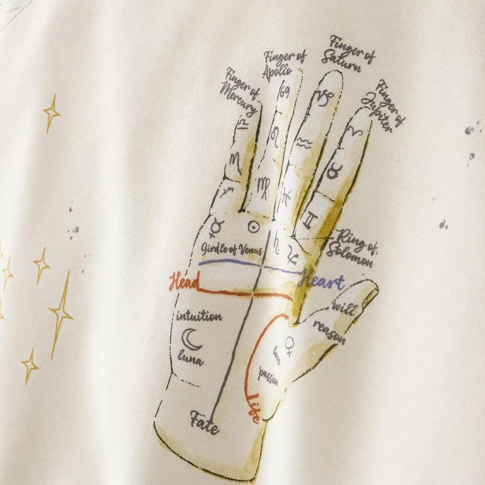 Синьо -кремаво двойно удължено спално бельо 230x220 cm Astrology – Sassy B