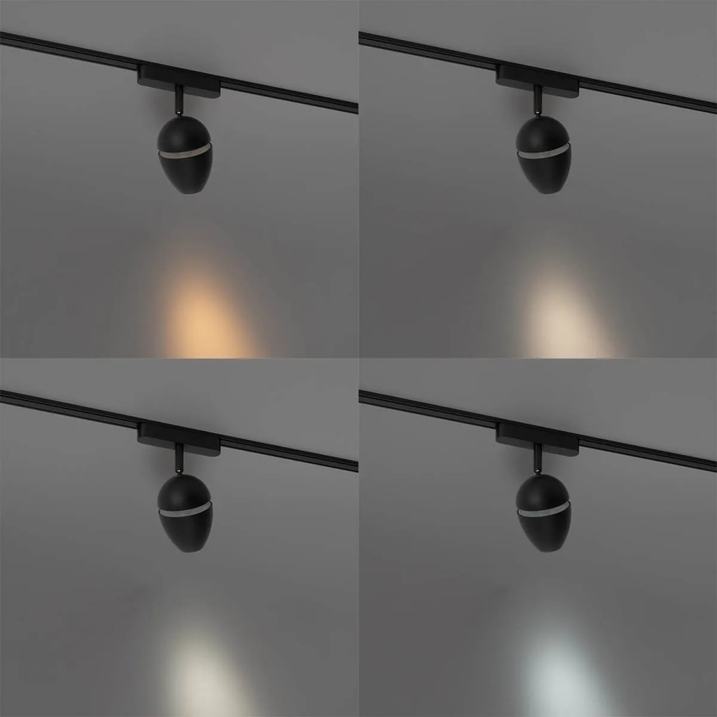 Модерен черен прожектор за 1-фазова релсова система с LED - Magnetic Eggy