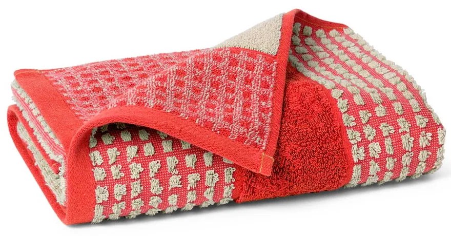 Червена кърпа от органичен памук от тери 50x100 cm Check – JUNA