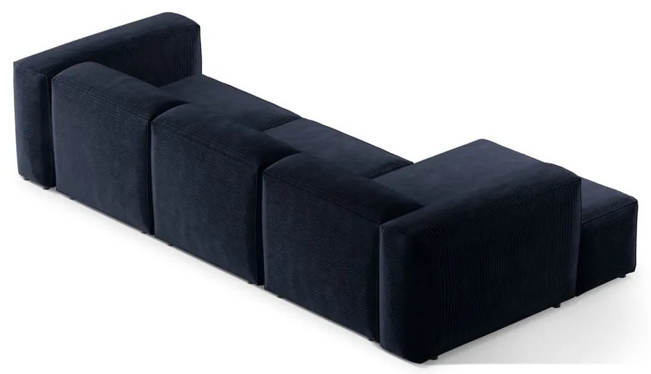 Тъмносин ъглов диван от рипсено кадифе (ляв ъгъл) Bergano – Cosmopolitan Design