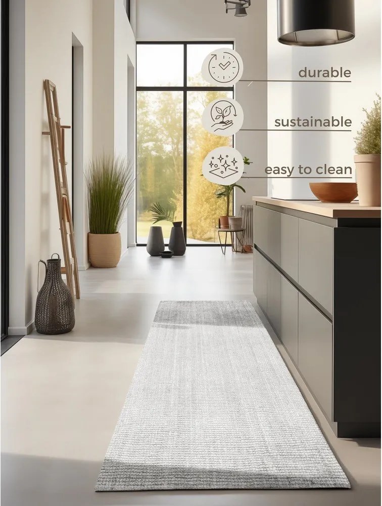 Светлосива двустранна ръчно изработена ютена пътека 80x200 cm Bouclé Jaipur – Hanse Home