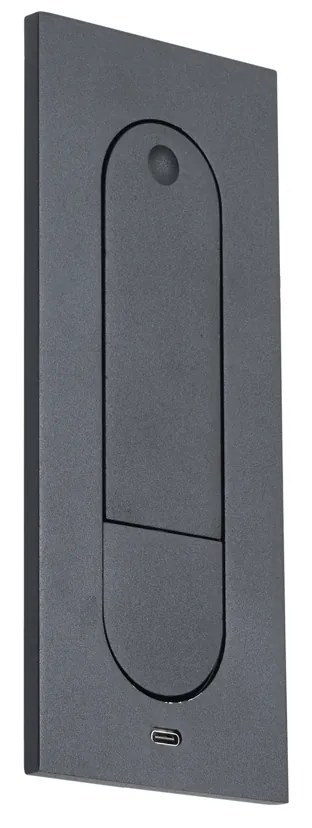 Модерна стенна лампа черна, включваща LED и USB-C порт - Hilton