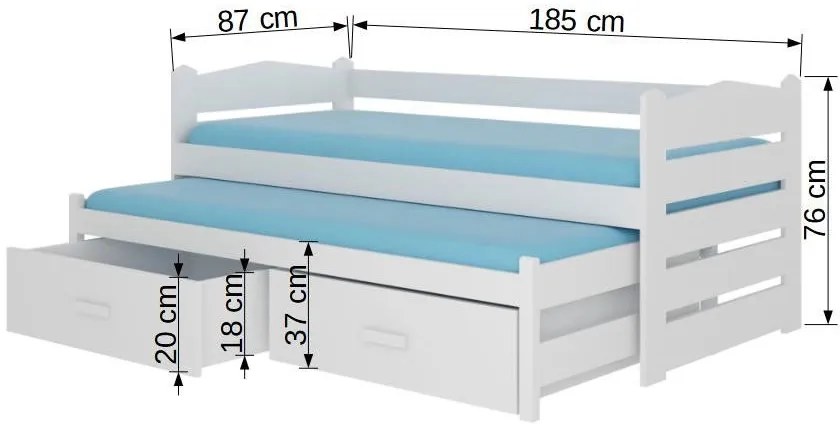 Бебешко Детско легло Camaro-180 x 80-Without protector-White - Mpez