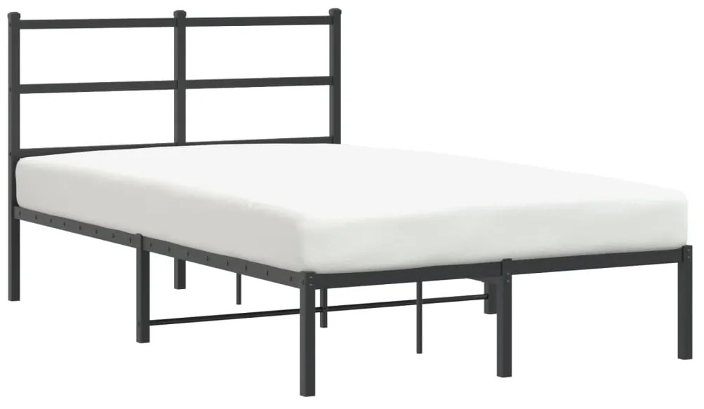 355362 vidaXL Метална рамка за легло с горна табла, черна, 120x190 см