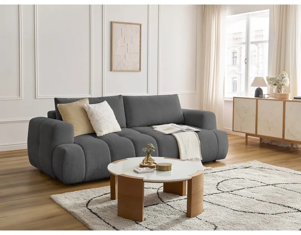 Тъмносив сгъваем/с място за съхранение диван 251 cm Fuji – Bobochic Paris