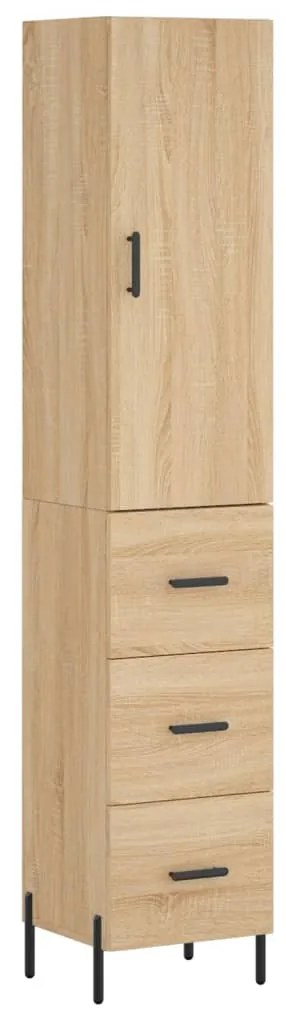 3198860 vidaXL Висок шкаф, сонома дъб, 34,5x34x180 см, инженерно дърво