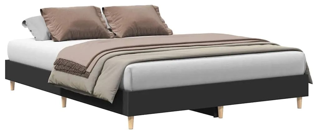 3328709 vidaXL Рамка за легло без матрак, черна, 150x200 см, инженерно дърво