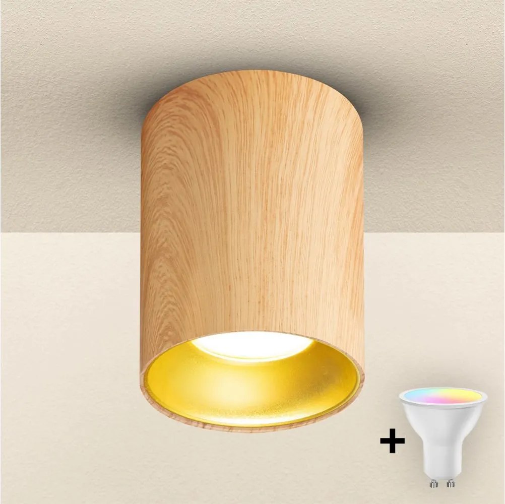 Brilagi - LED RGBW димируемо точково осветително тяло TRINE 1xGU10/30W/230V дъбов декор