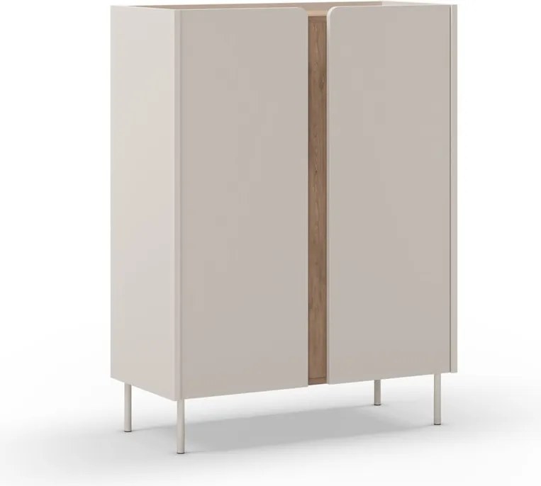 Кремаво-естествено шкафче от декор от дъб 90x120x40 cm Lucile – Marckeric