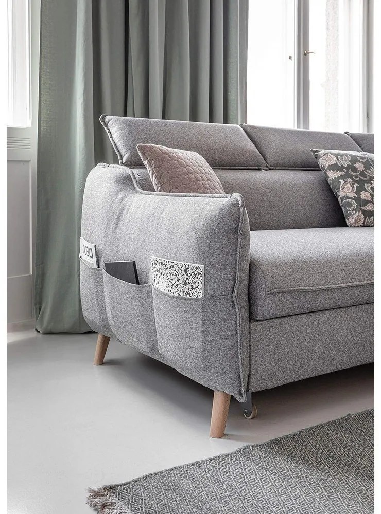 Светлосив ъглов разтегателен диван десен ъгъл Sweet Harmony - Miuform