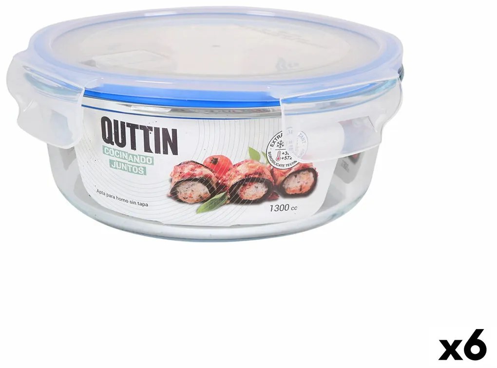 Херметическа Кутия за Обяд Quttin Кръгъл 1,3 L (6 броя)