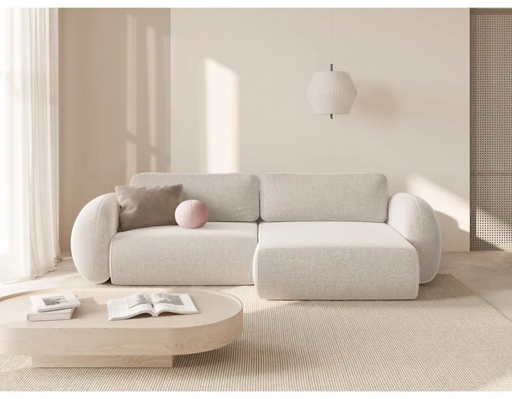 Кремав шенилов сгъваем/с място за съхранение ъглов диван Tonale – Cosmopolitan Design