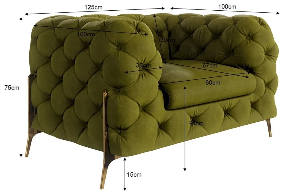 Зелено кадифено кресло Chelsea Bis – Ropez