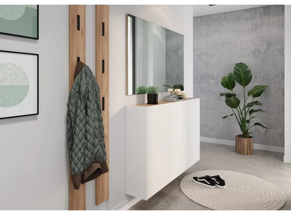 Бяло висящо шкафче от декор от дъб 138x87x25 cm Libbiano – Germania