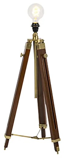 Подова лампа месинг с абажур светло кафяв 50 см триножник - Cortin