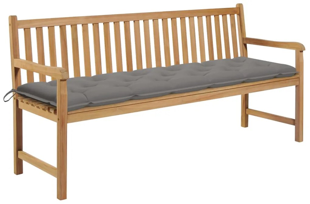 3062800 vidaXL Градинска пейка със сиво шалте, 175 см, тик масив