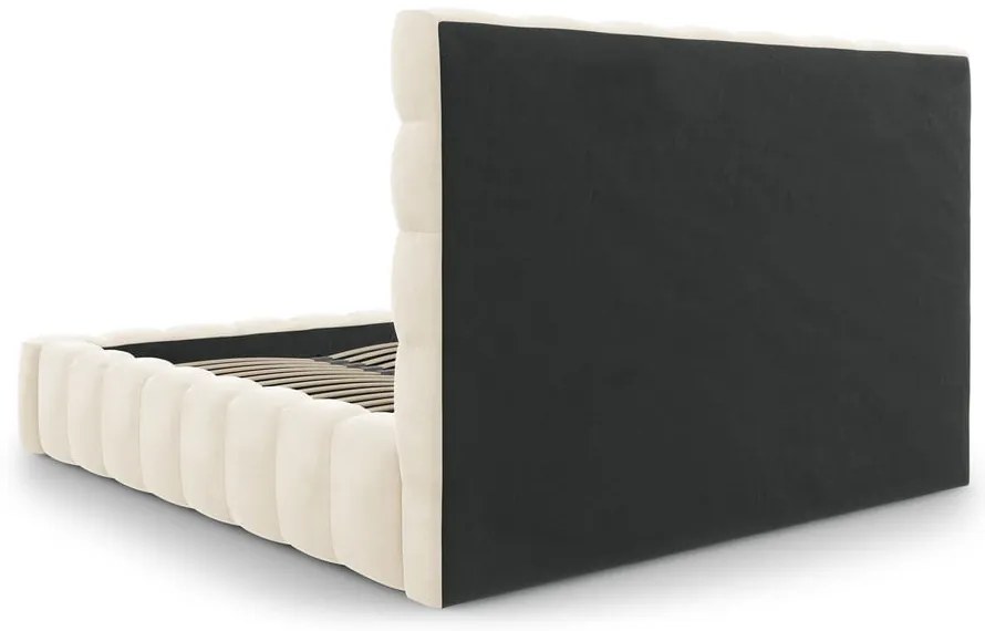 Бежово тапицирано двойно легло с място за съхранение и решетка 200x200 cm Bali - Cosmopolitan Design