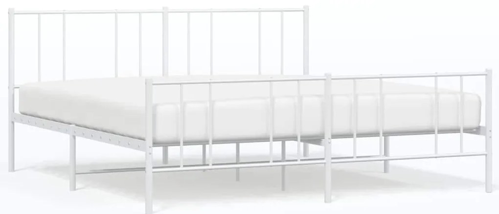 352552 vidaXL Метална рамка за легло с горна и долна табла, бяла, 183x213 см