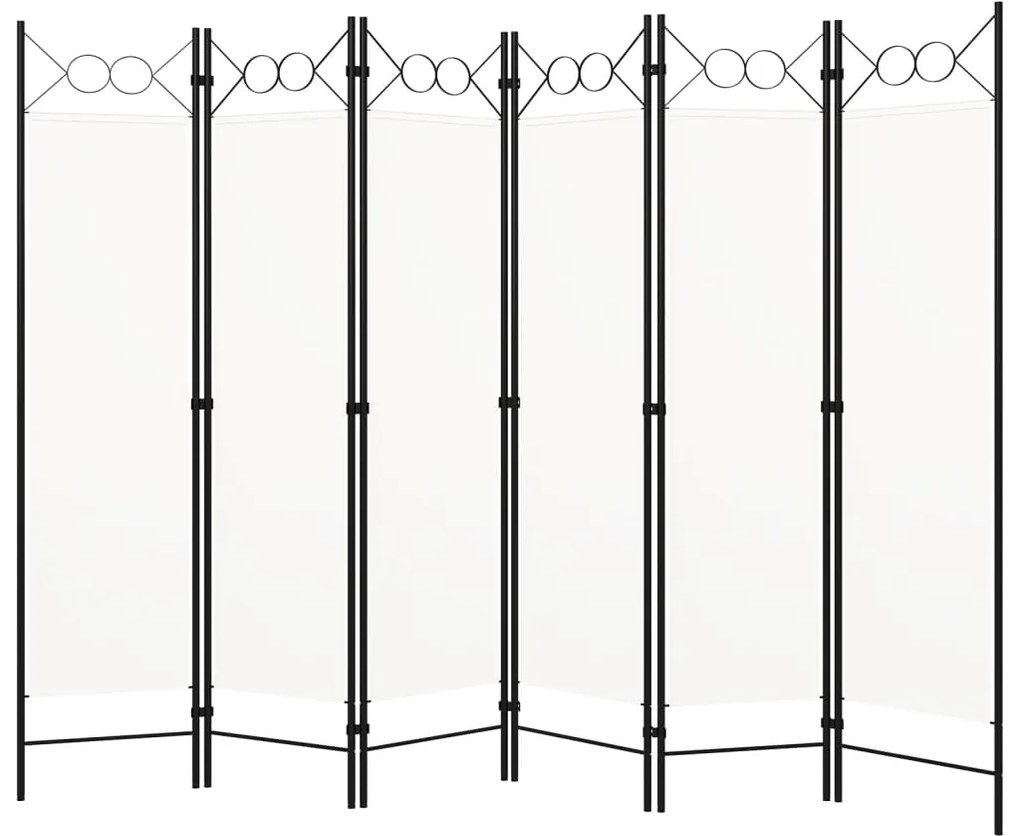 320711 vidaXL Параван за стая, 6 панела, бял, 240x180 cм
