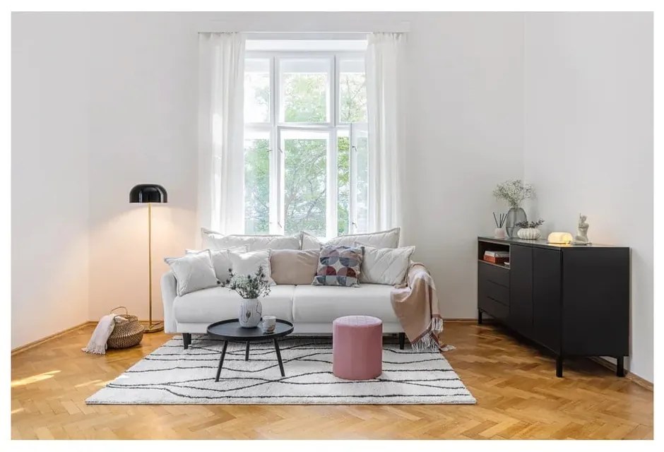 Бял сгъваем/с място за съхранение диван от рипсено кадифе 215 cm Bjork – Bonami Selection