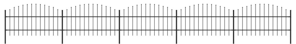 Sonata Градинска ограда с пики, стомана, (0,75-1)x8,5 м, черна