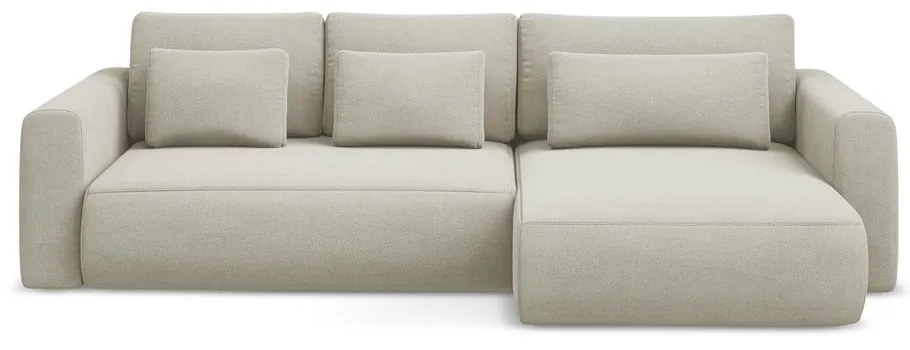 Бежов разтегателен ъглов диван с място за съхранение (десен ъгъл) Kapua – Makamii