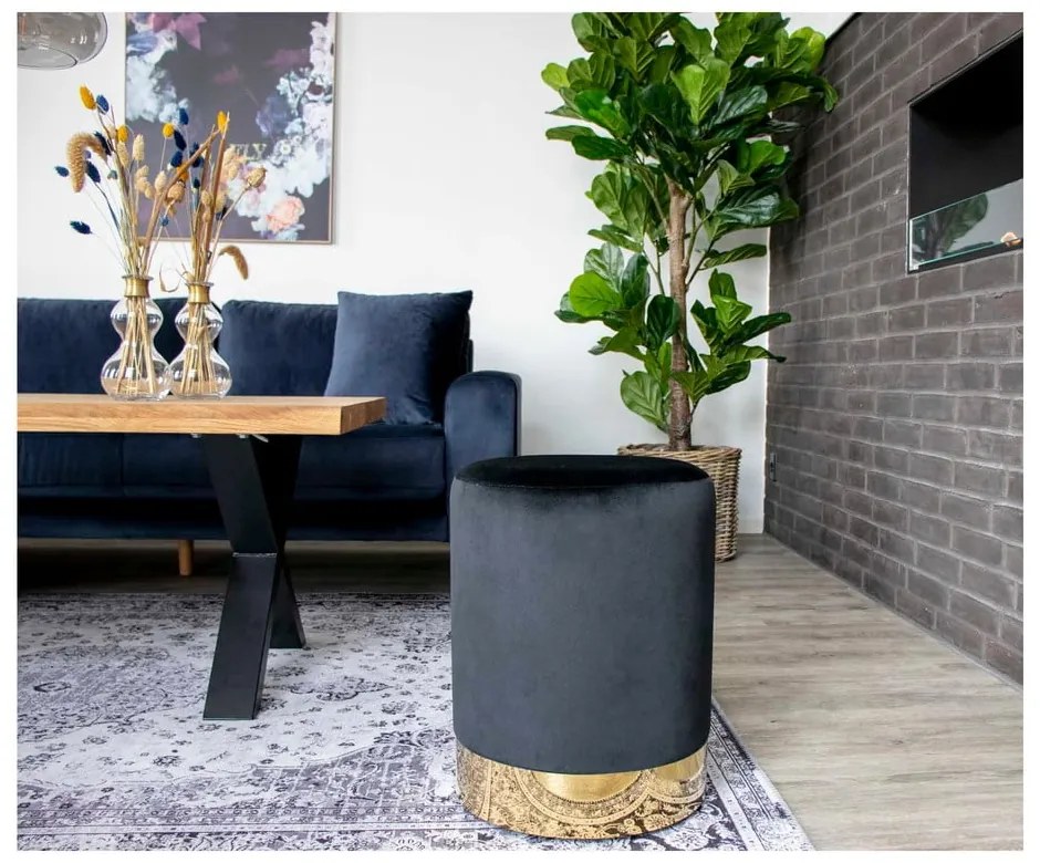 Черен пуф Gamby, ø 34 cm - House Nordic