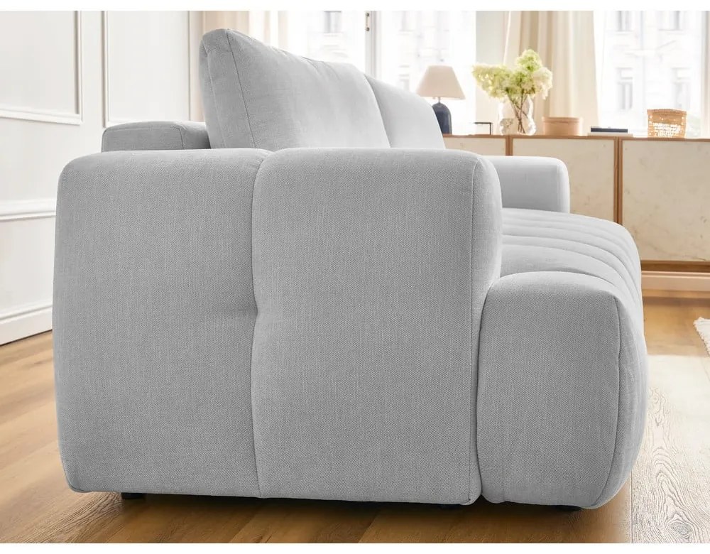 Светлосив сгъваем/с място за съхранение диван 251 cm Fuji – Bobochic Paris