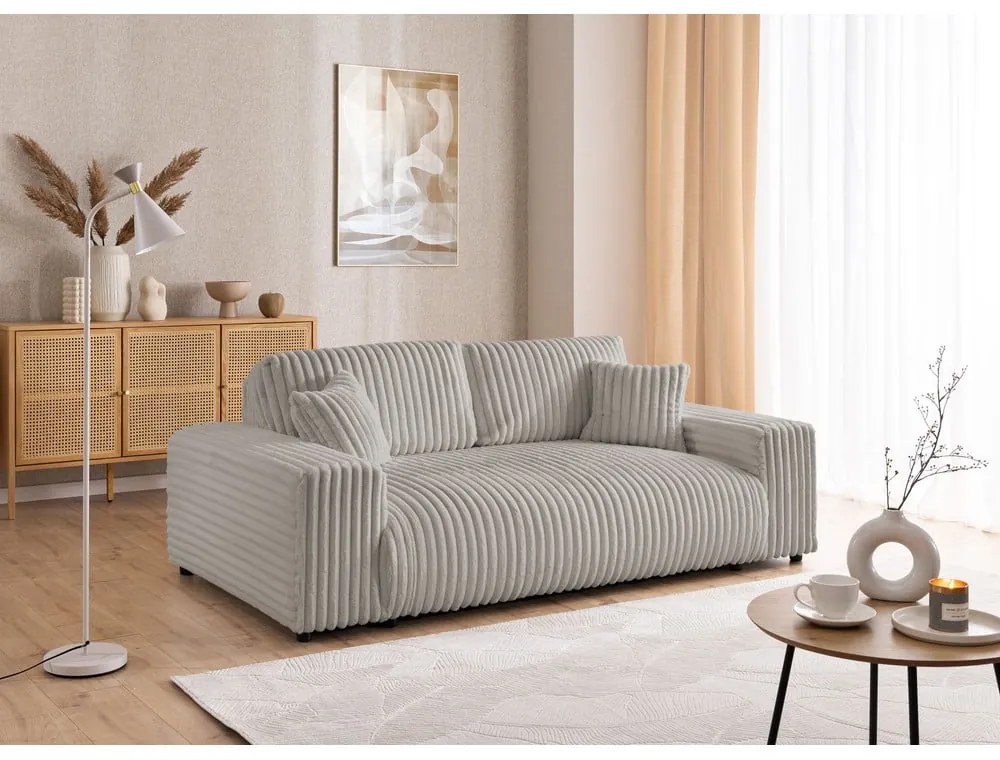 Светлосив диван от рипсено кадифе 213 cm Justin – Ropez