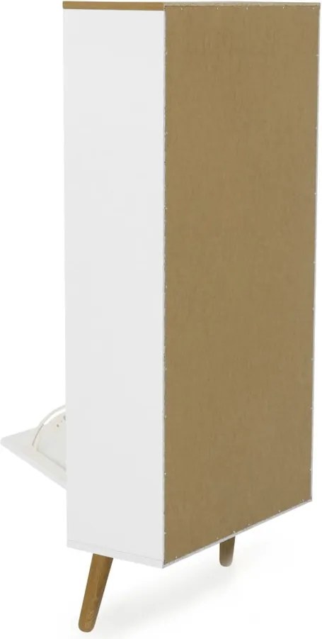 Бяла етажерка за обувки с крака от дъбово дърво с 3 копчета Dot - Tenzo