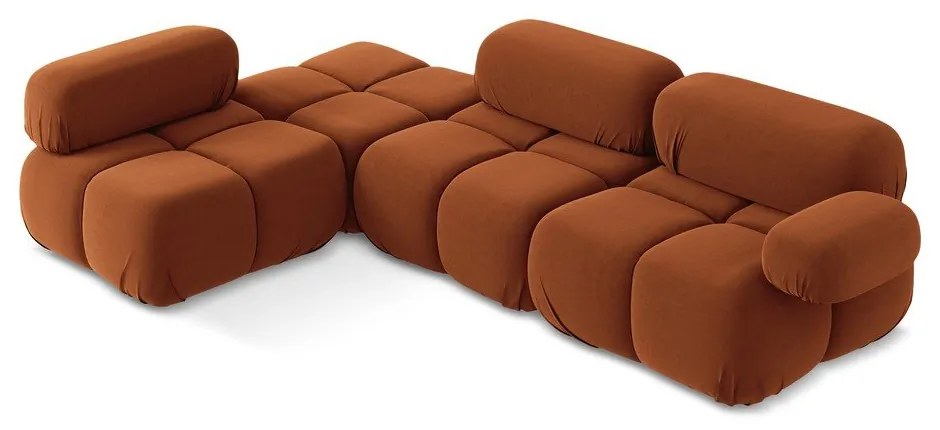 Оранжев кадифен модулен ъглов диван (ляв ъгъл) Lokua – Makamii