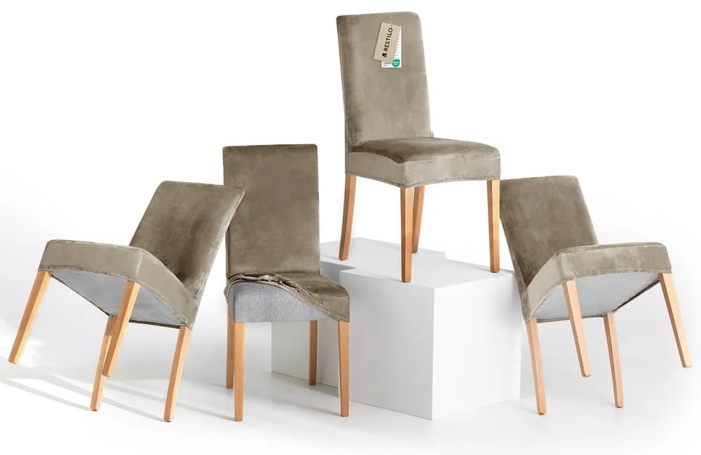 Сиво-бежови ластични покривала за стол в комплект от 4 бр. 48 cm Sento – Restilo