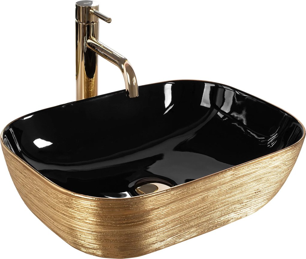 Умивалник за плот Rea Belinda BLACK BRUSH GOLD