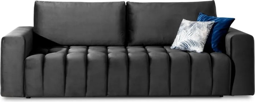 Тъмносив кадифен разтегателен диван с място за съхранение 247 cm Lazaro – ELTAP