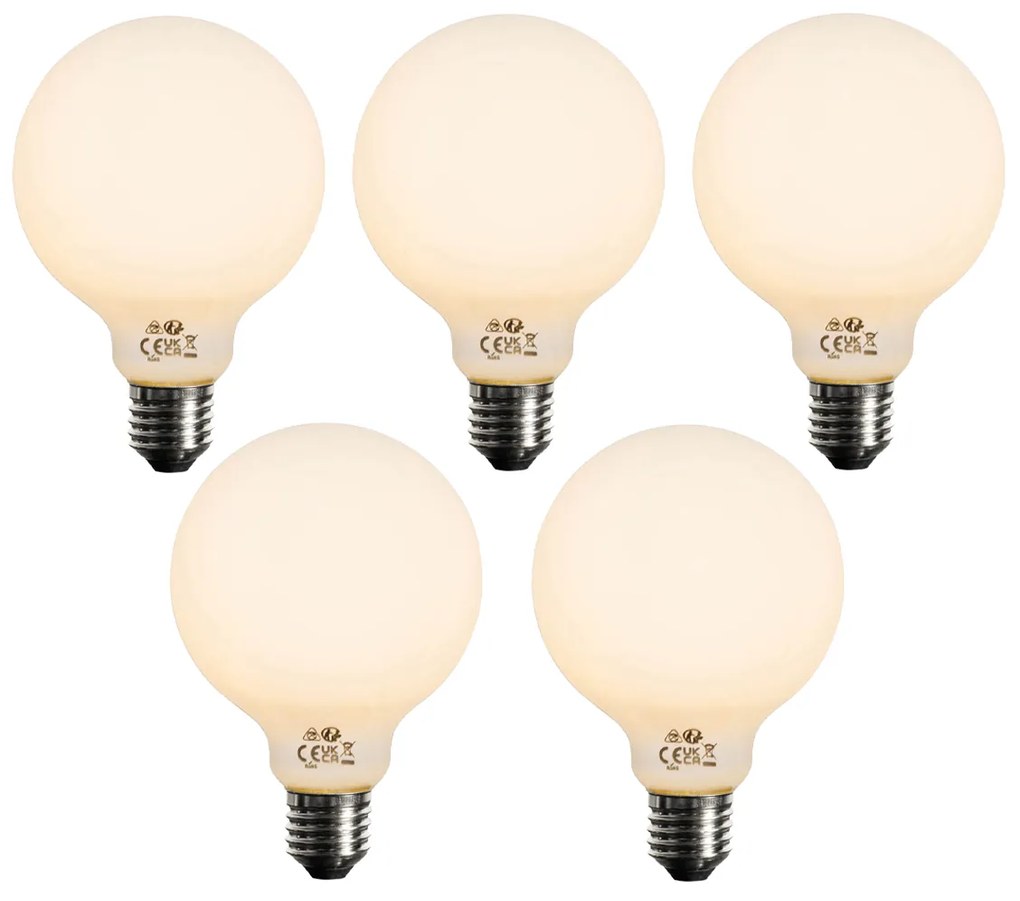 Комплект от 5 E27 Димируема LED крушка Опал G95 5W 450lm 2200K