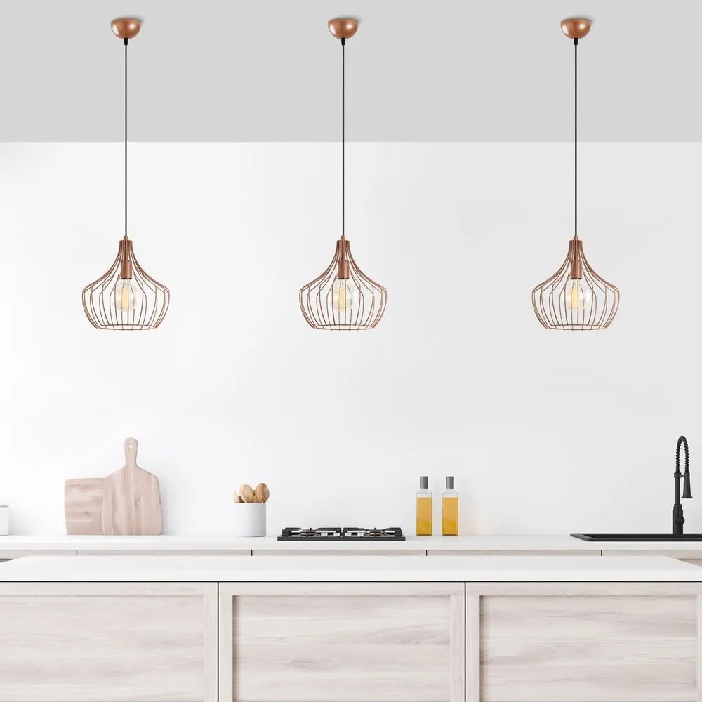 Висящо осветително тяло с метален абажур в меден цвят ø 27 cm Mezopotamya – Opviq lights