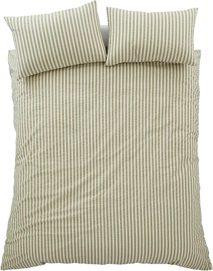 Зелено единично спално бельо 135x200 cm Cotton Rich Woven Stripe – Pineapple Elephant