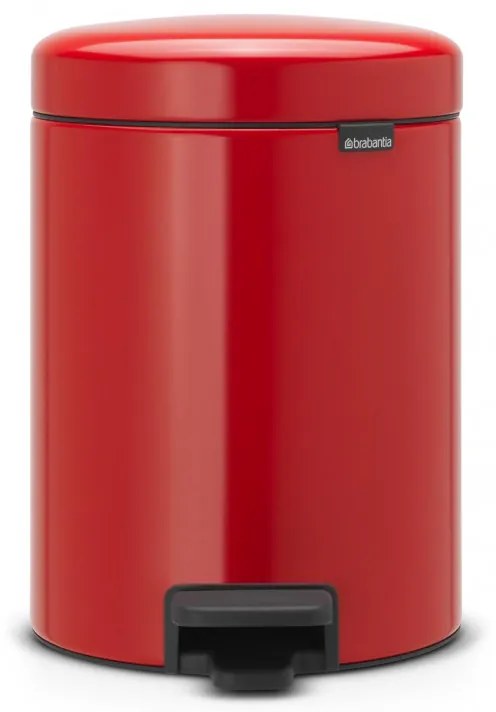 Кош за боклук с педал Brabantia NewIcon 649006, 5 л, Леко затваряне, Противоплъзгаща основа, Червен