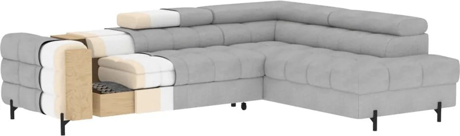Кремав разтегателен ъглов диван с място за съхранение от букле (десен ъгъл L форма) Ferucce – ELTAP