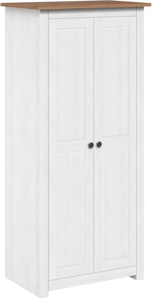 282666 vidaXL Гардероб, бял, 80x50x171,5 см, бор масив, стил Панама