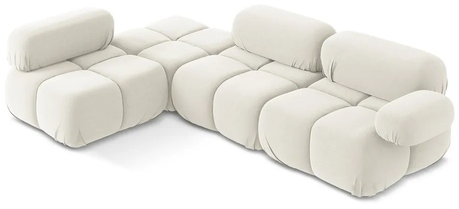 Бял кадифен модулен ъглов диван (ляв ъгъл) Lokua – Makamii