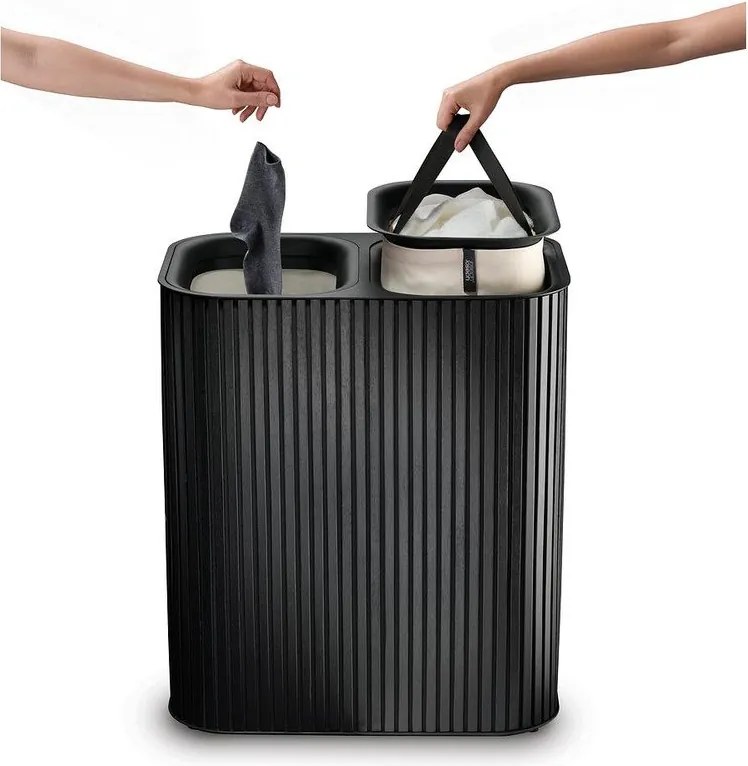 Черен бамбуков кош за пране 2x45 l Tota Luxe – Joseph Joseph